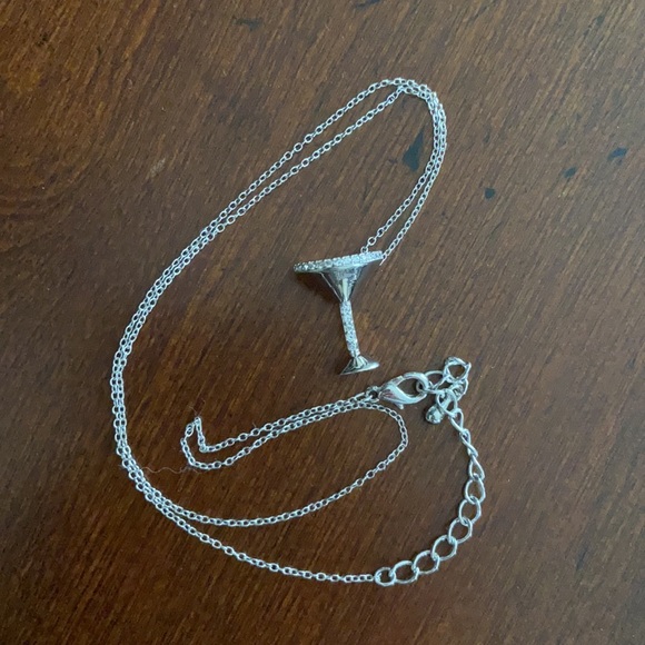 NWOT Silver Martini Glass Necklace - Picture 4 of 5